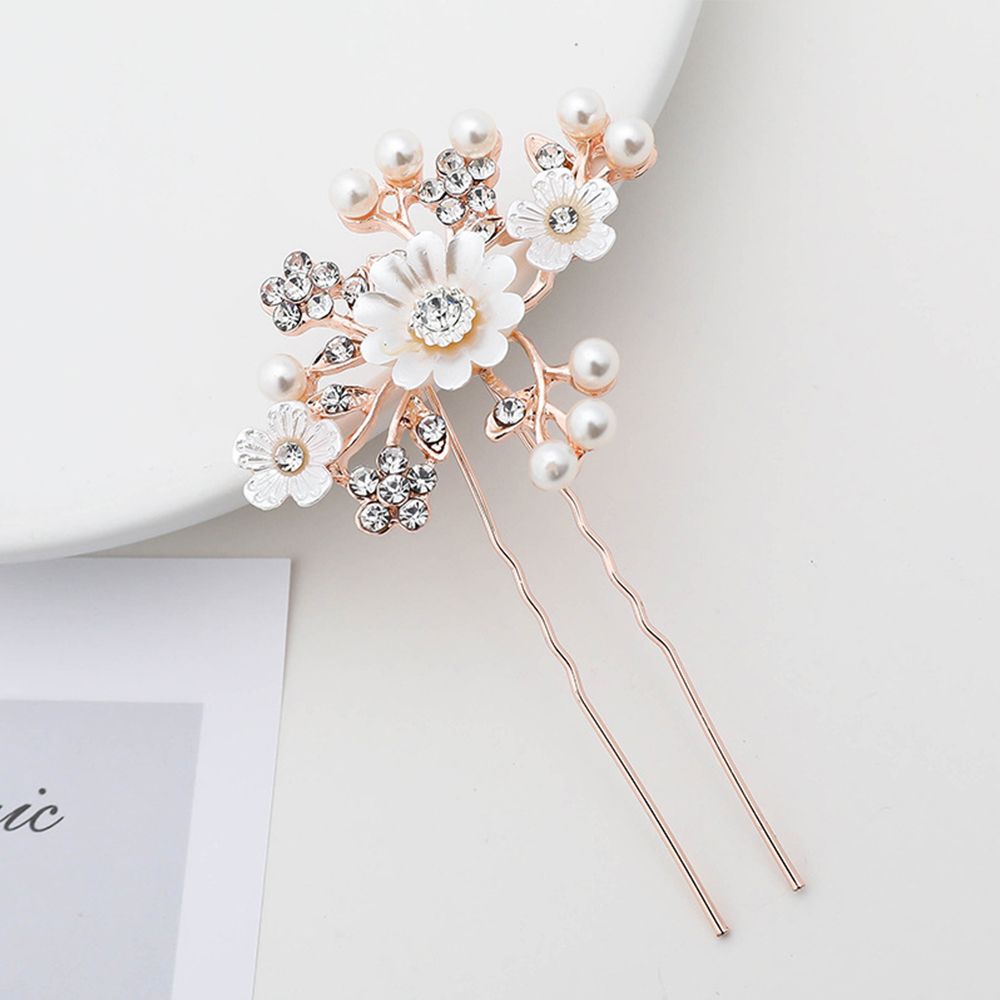 1pc Bridal Hairpins Wedding Pearl Flower Crystal Bridesmaid Hair Pins metal gift women girl Hairdressing Hair Accessories