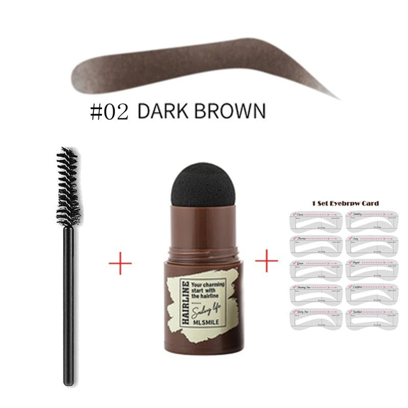 One Step Eyebrow Stamp Shaping Kit Professional Eye Brow Gel Stamp Makeup Kit with 10 Reusable Eyebrow Stencils Eyebrow Brushes