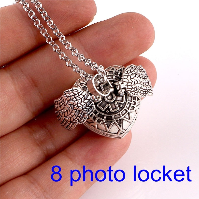 Magic 4 Photo Pendant Necklace For Women Men Memory Floating Locket Necklace Angel Wings Fashion Album Box Necklaces No photos