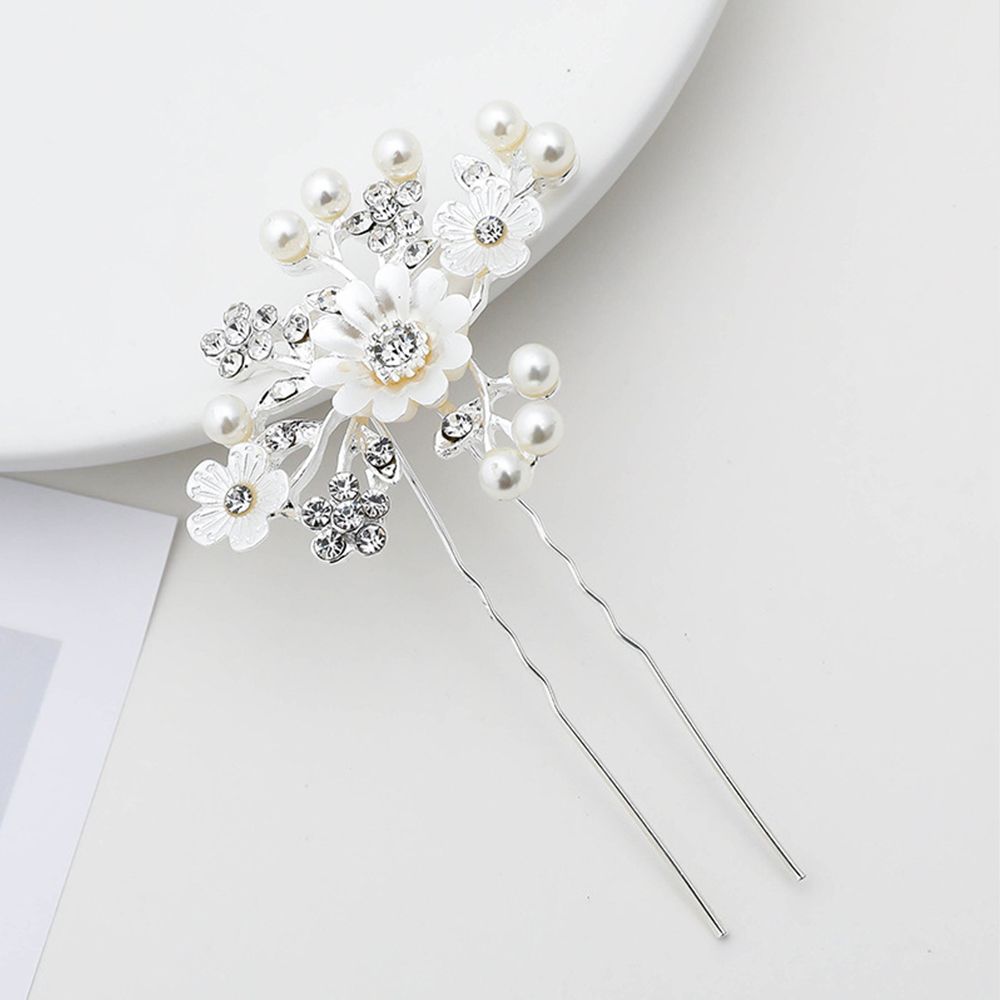 1pc Bridal Hairpins Wedding Pearl Flower Crystal Bridesmaid Hair Pins metal gift women girl Hairdressing Hair Accessories