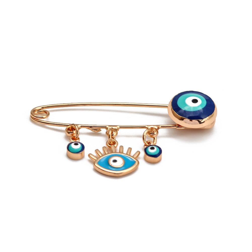 Lucky Eye Blue Turkish Evil Eye Brooch Pin for Women Men Dropping Oil Flower Crown Star Hamsa Hand Charm Fashion Jewelry BD52