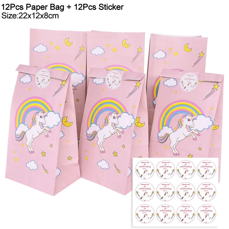 Unicorn Paper Candy Gift Bag Unicorn Party Cookie Popcorn Box for Kids Girl Birthday Party Decoration Supplies Baby Shower Favor