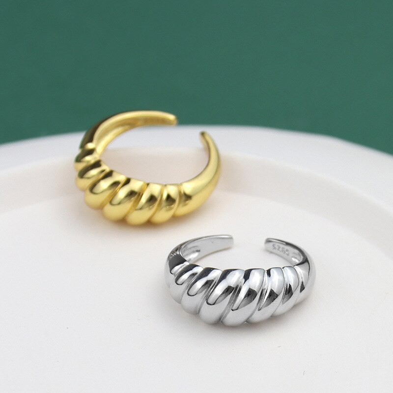 XIYANIKE Silver Color  Oblique Thread French Ring Women Simple Opening fashion jewelry Refinement Prevent Allergy GIft