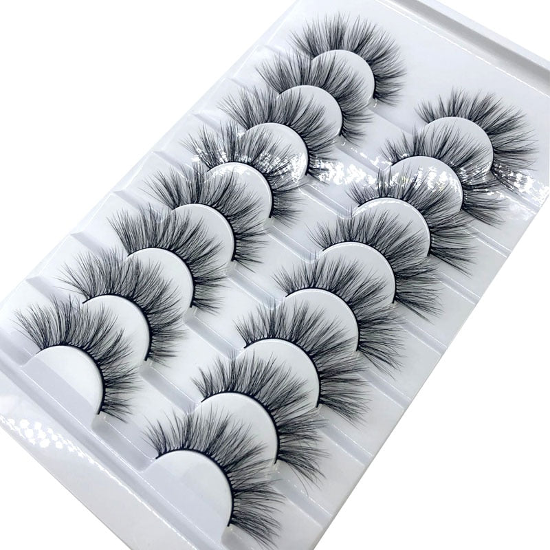 HBZGTLAD New 7/8 pairs 15-25mm natural 3D false eyelashes fake lashes makeup kit Mink Lashes extension mink eyelashes maquiagem