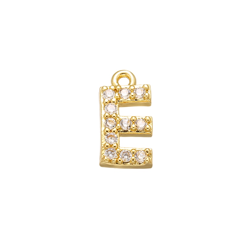 ZHUKOU 8x8.5mm Brass Cubic Zirconia Crystal 26 Letter Charms Pendants for Women Necklace earring jewelry accessories model:VD545