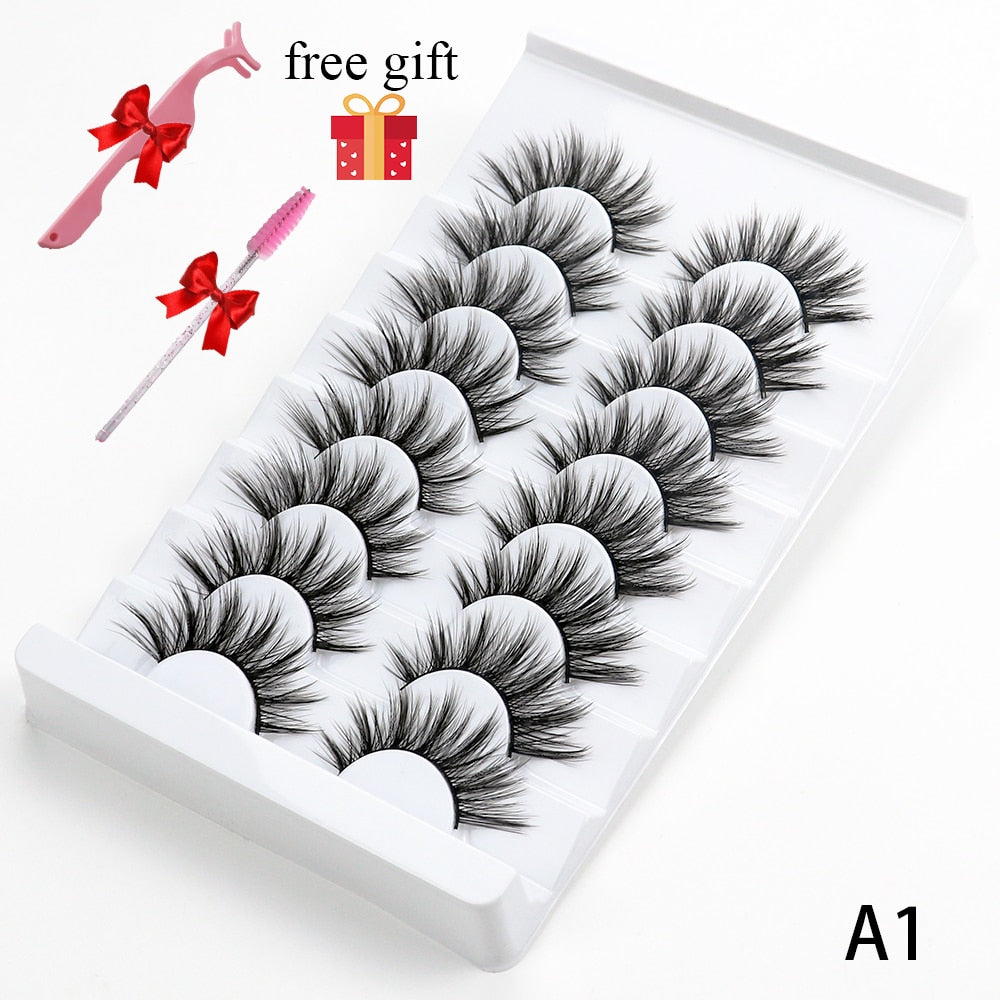 5/8 Pairs 20mm Mink Lashes 3D Natural False Eyelashes Fluffy Faux Mink Eyelashes Wispies Long Extension Eyelashes Pack Maquiagem