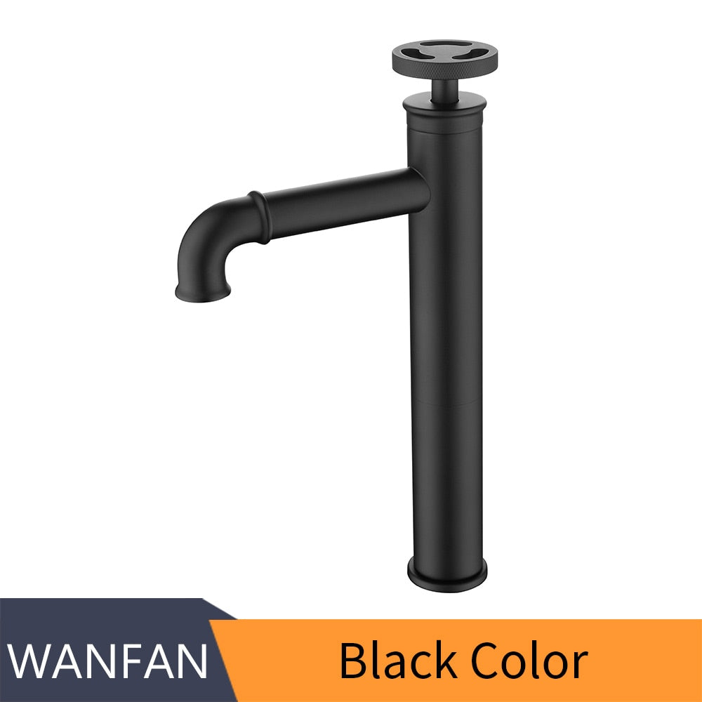 Basin Faucets Retro Industrial Style Matte Black Brass Crane Bathroom Faucet Hot and Cold Water Mixer Tap torneira WF-F20A03R