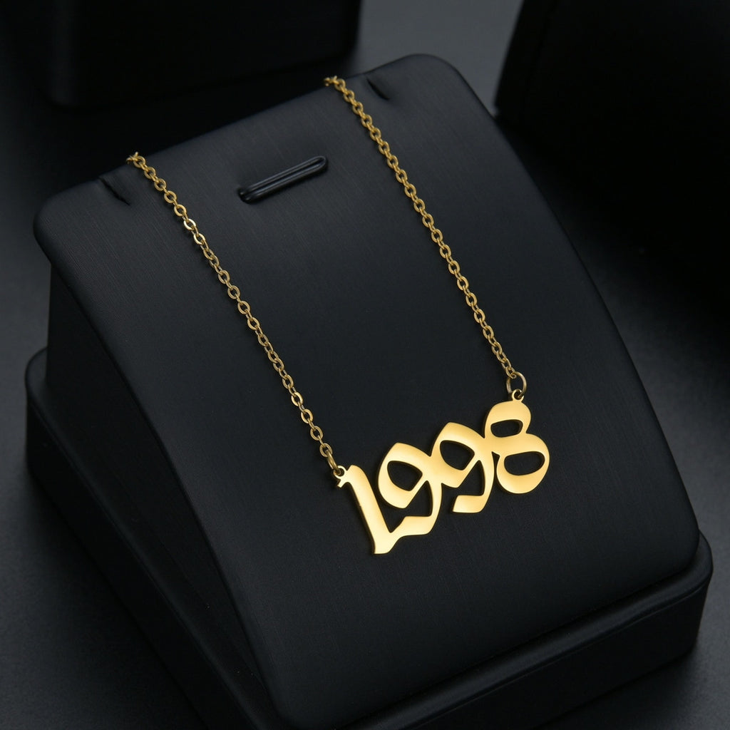 Stainless Steel 1980-2021 Birth Year Necklaces for Women Men Choker Date Number Pendant Necklace Jewelry Commemorat Gift