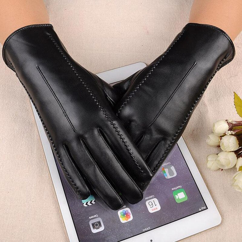 High-end leather female model warm cycling gloves for women who drive with touch screens, styled in a black bow (B7)