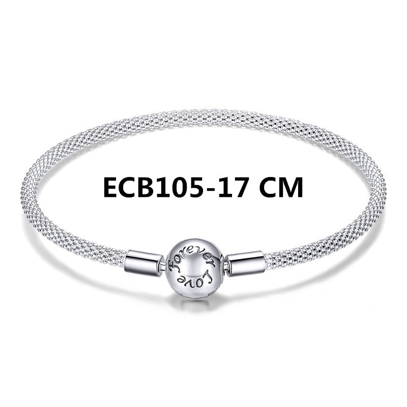 Exquisite BISAER ECB029 Classic Round Link Bracelet - 925 Sterling Silver with AAA Zircon - Certified Fine Jewelry for Women