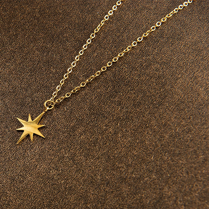 316 L Stainless Steel Necklace For Women Gold Plated Star Pendant Clavicle Necklaces Fahion Jewelry Valentine&#39;s Day Gift