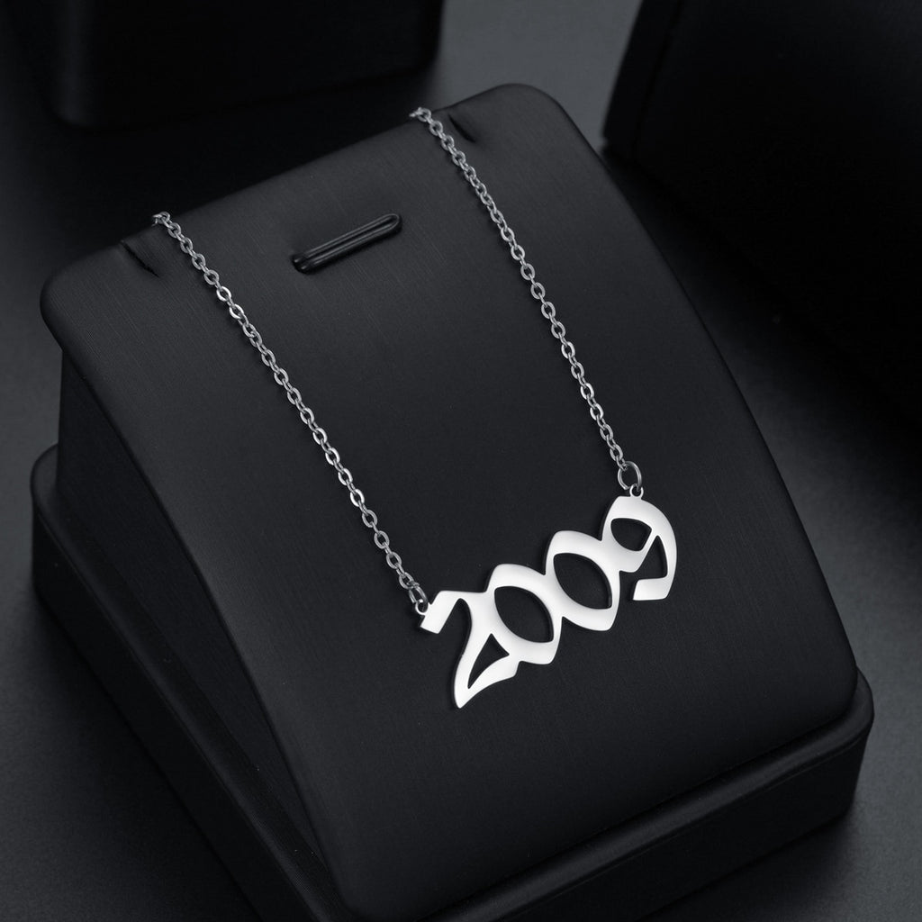 Stainless Steel 1980-2021 Birth Year Necklaces for Women Men Choker Date Number Pendant Necklace Jewelry Commemorat Gift