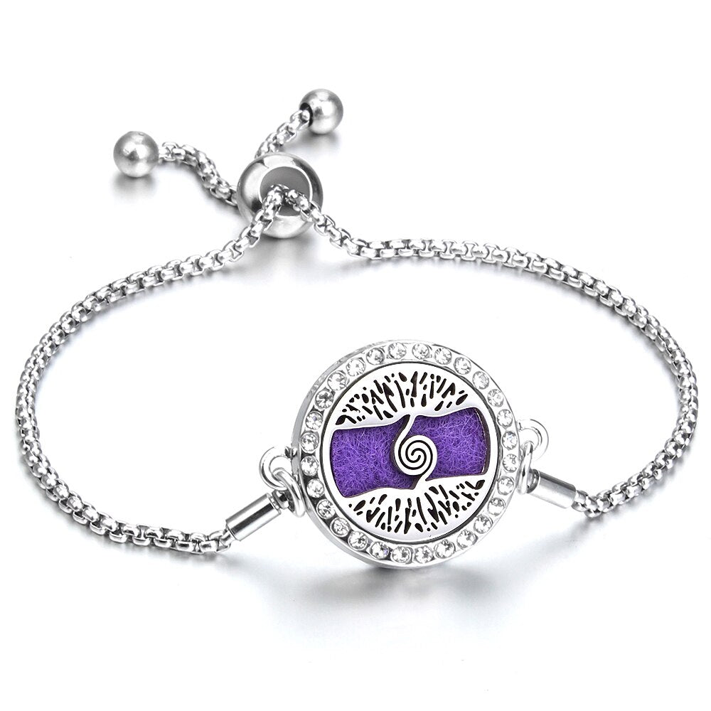 Aromatherapy Bracelet Essential Oil Diffuser Locket Tree of Life Adjustable Perfume Bracelet Crystal Magnetic Bracelet for Women