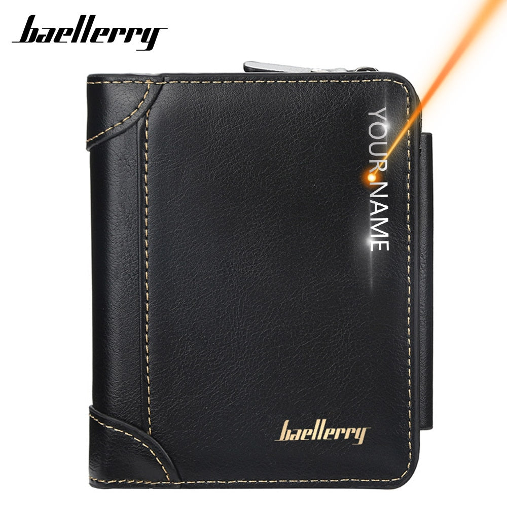 New Leather Men Wallets High Quality. Zipper Short Desigh, Card Holder Male Purse. Vintage Coin Holder Men Wallets.