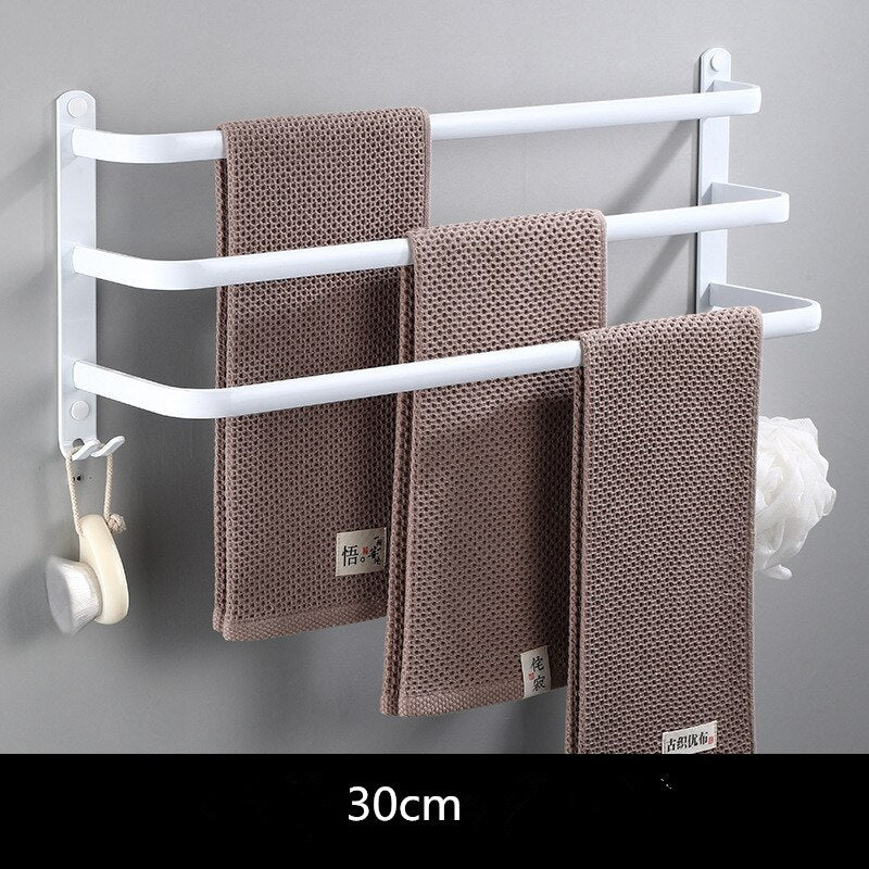 Tuqiu Towel Hanger Wall Mounted 30-50 CM Towel Rack Bathroom Towel Bars Aluminum Black Towel Bar Rail White Towel Holder