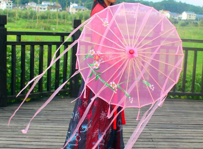 Tassels Chinese Umbrella Ribbon Silk Umbrella Hanfu Cos Umbrella Prop Shoot Ancient Costume paraguas cosplay princess parasol