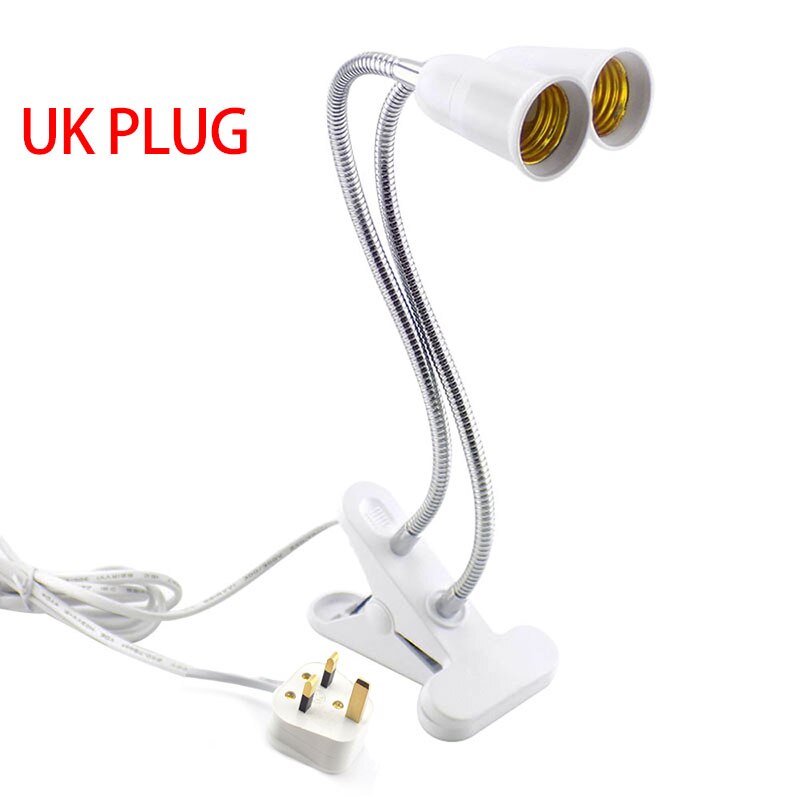 E27 Socket 3 Head Flexible Light Clip With On/Off Switch Lamp Holder For Desk Light LED Plant Grow Bulbs Base EU/US Plug