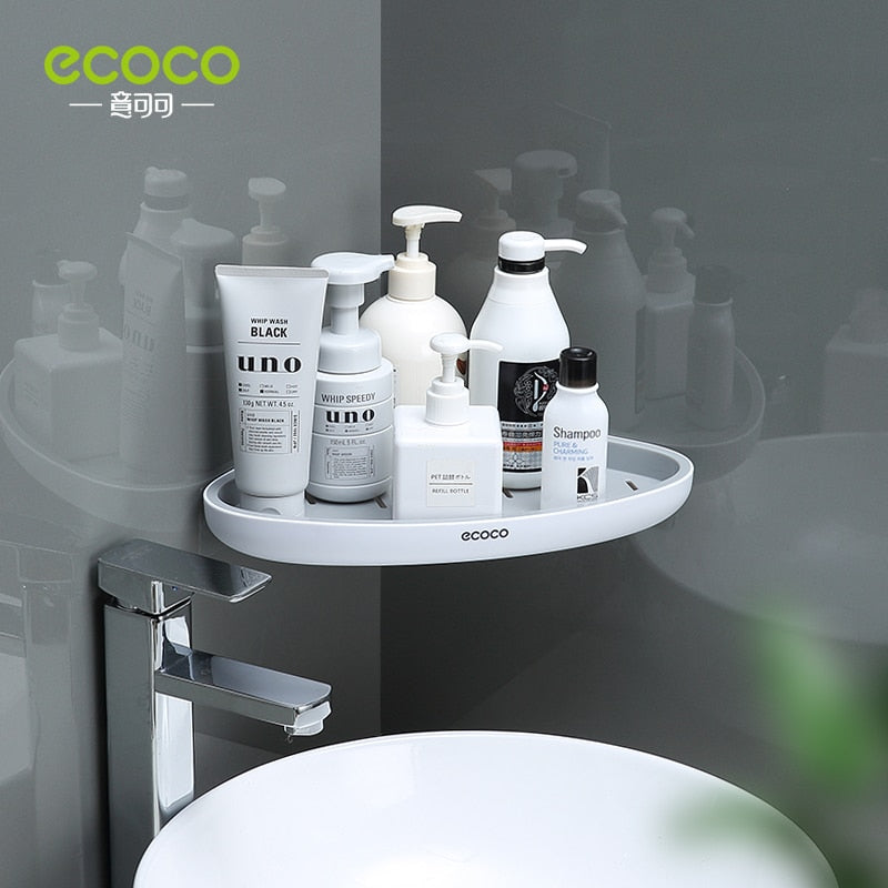 ECOCO Bathroom Storage Shelf Shower Snap Up Corner Shelf Shampoo Holder Basket Shelf Wall Shelves for Shelving Kitchen