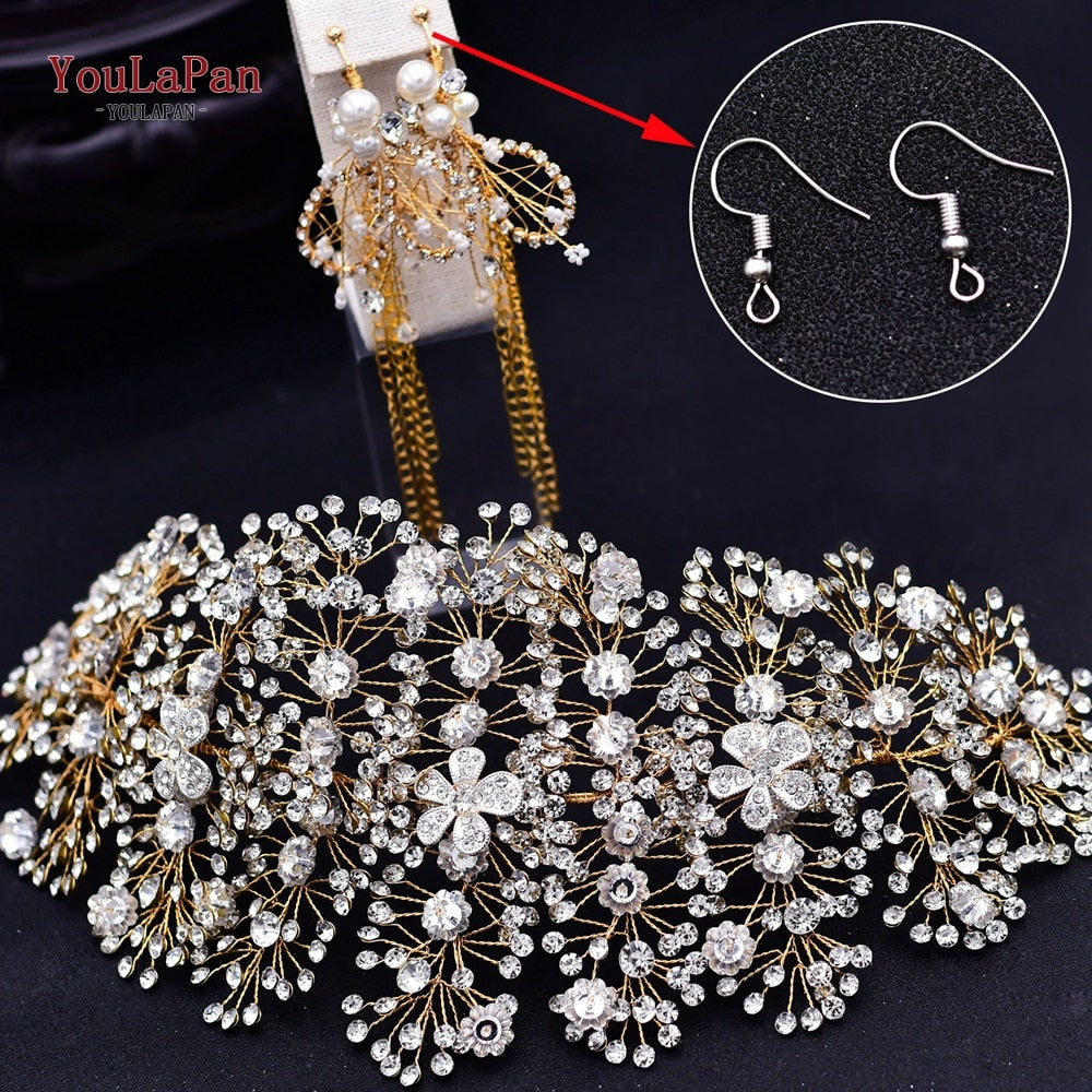 YouLaPan HP240 Golden Bride Hair Accessories Crystal Headband Woman Wedding Hair Jewelry Rhinestone Bridal Tiara and Headdress