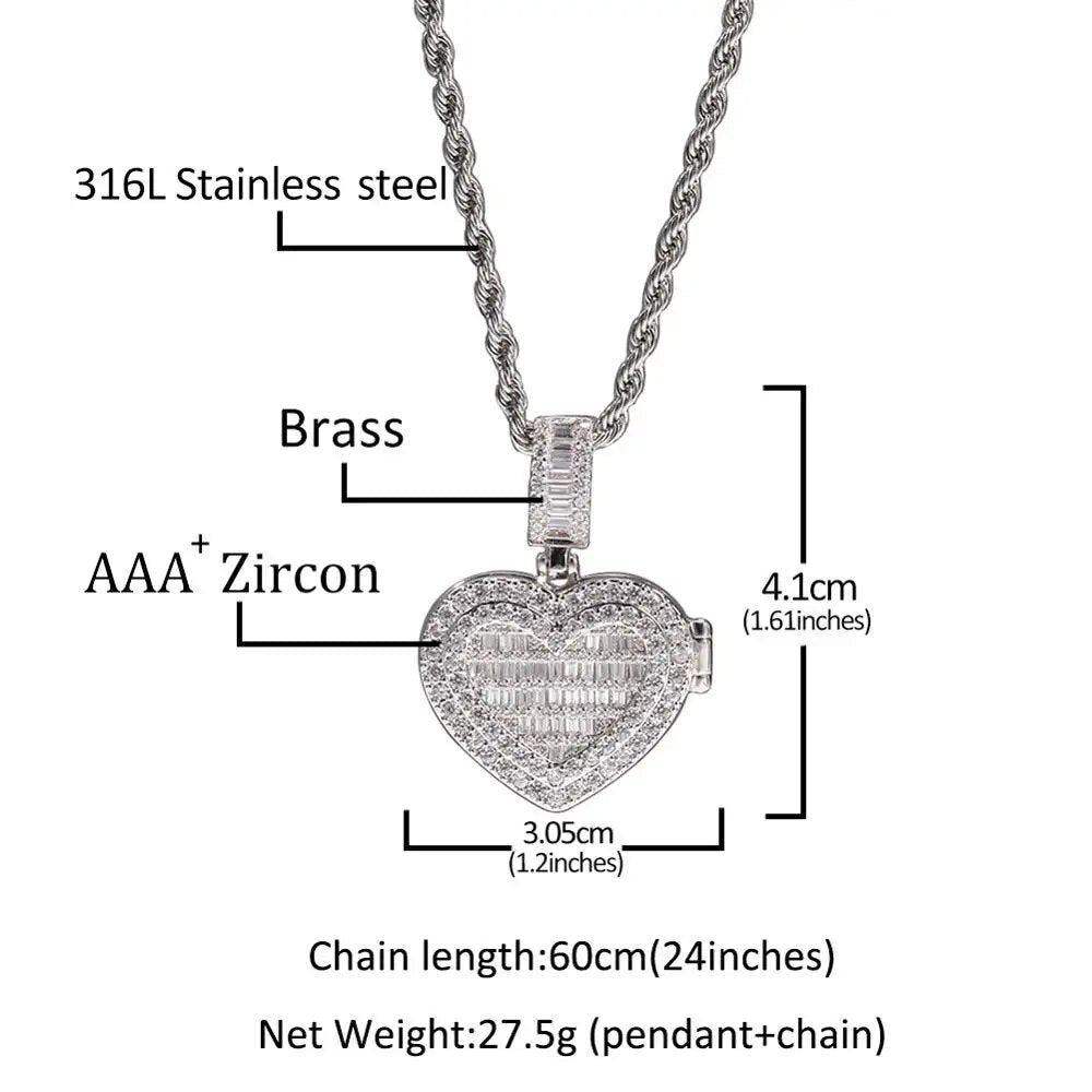 TBTK Hiphop Heart Shape Custom Photo Locket Frame Pendant Engraved Name Fashion Memory Jewelry for Couple Valentine's Day Gift
