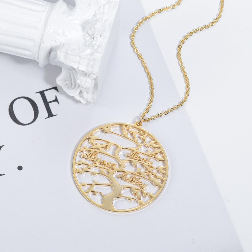 Personalized Tree Of Life Custom Name Necklace Stainless Steel Golden Family Tree Women Letter Necklace Jewelry Couple Gifts