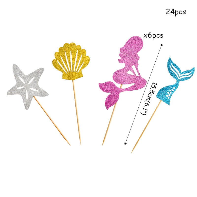 Little Mermaid Party Supplies Mermaid Birthday Parties Disposable Tableware Kit Girl 1st First Birthday Under The Sea Decoration