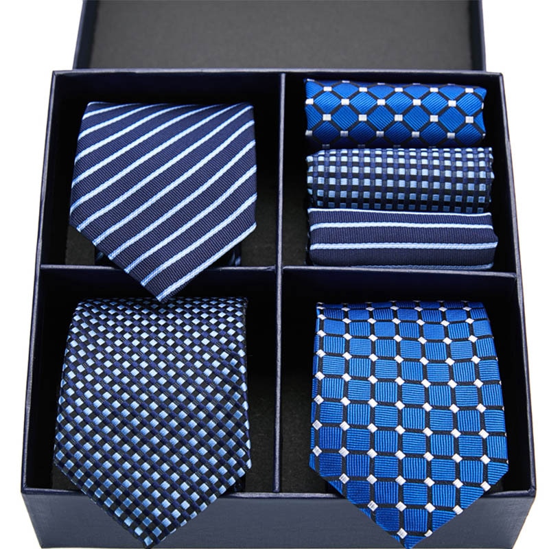 Gift box packing Silk Ties For Men Novelty Hanky  Set 3 Styles  Men's Tie Formal Red Cravat for Wedding Business Necktie