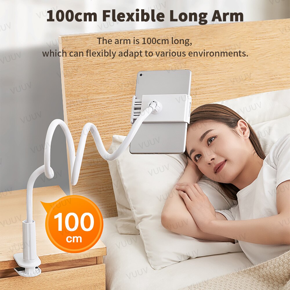 Universal Phone Tablet Holder For Bed Desk Flexible Long Arm Clamp Tablet Stand For iPad Samsung Xiaomi Huawei Tablet Bed Mount