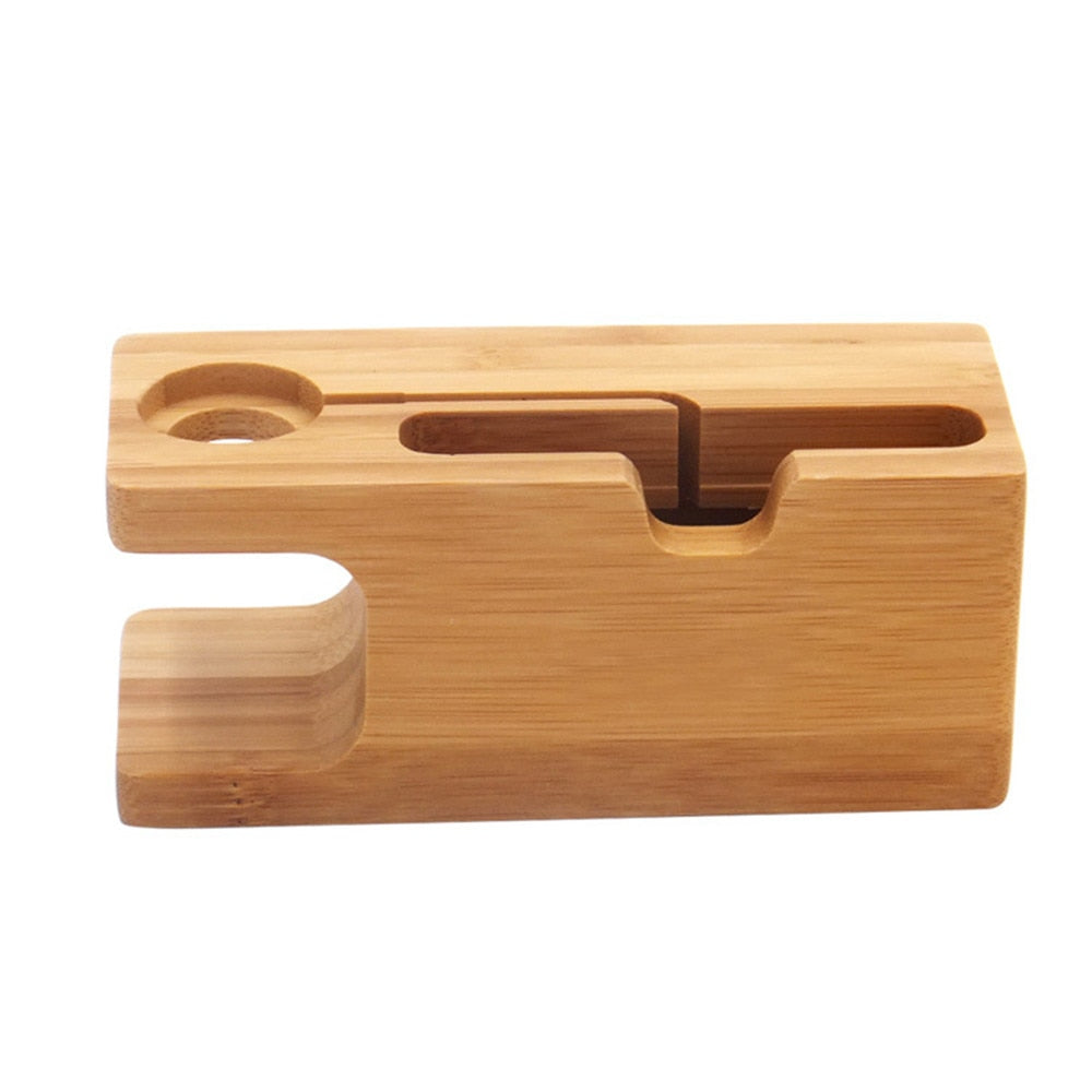 Wooden Charging Dock Station for Mobile Phone Holder Stand Bamboo Charger Stand Base For Apple Watch and For iphone