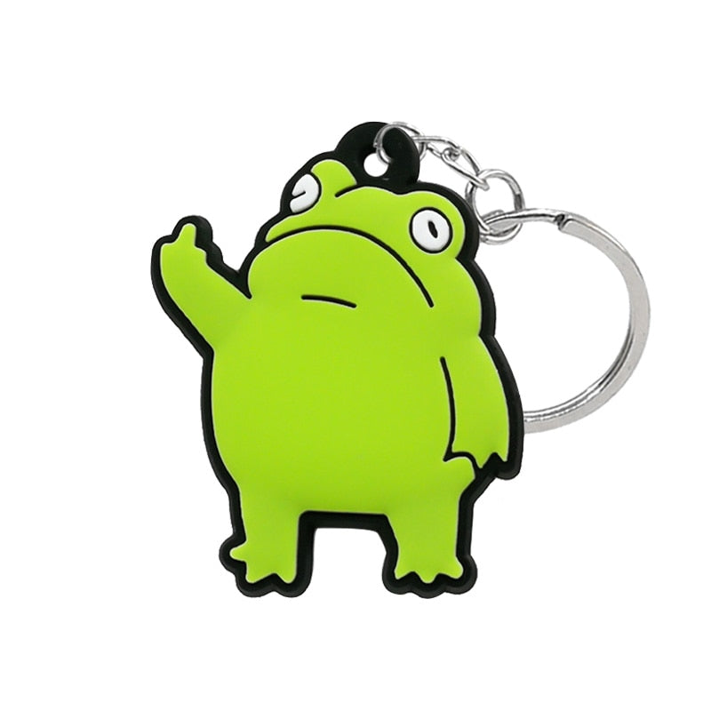 kids 1pcs PVC key ring cute animal Cartoon Keychain Lovely Mini dog frog cat shape Key holder fit women men kids keys accessories