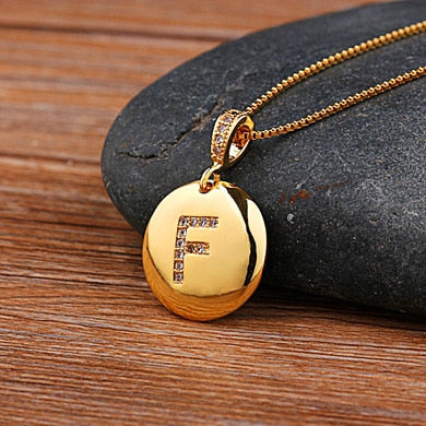 AIBEF Fashion Initial A-Z 26 Letter Necklace For Women Gold Plated Chain Charm Name Pendants Copper Jewelry Statement Girl Gifts