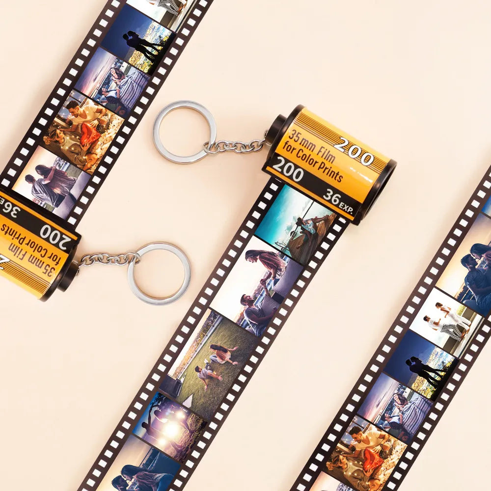 Customized Text Photo Film Memory Gifts Photo Keychain Custom Roll Film Keychain Album Keyring DIY Custom Personalized Keychains