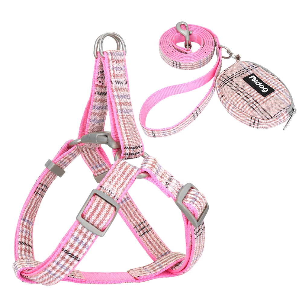 Cute Dog Harness Adjustable Nylon Pet Puppy Chihuahua Harness Vest Dog Leash Set Pink For Small Medium Dogs Cats Pet Products