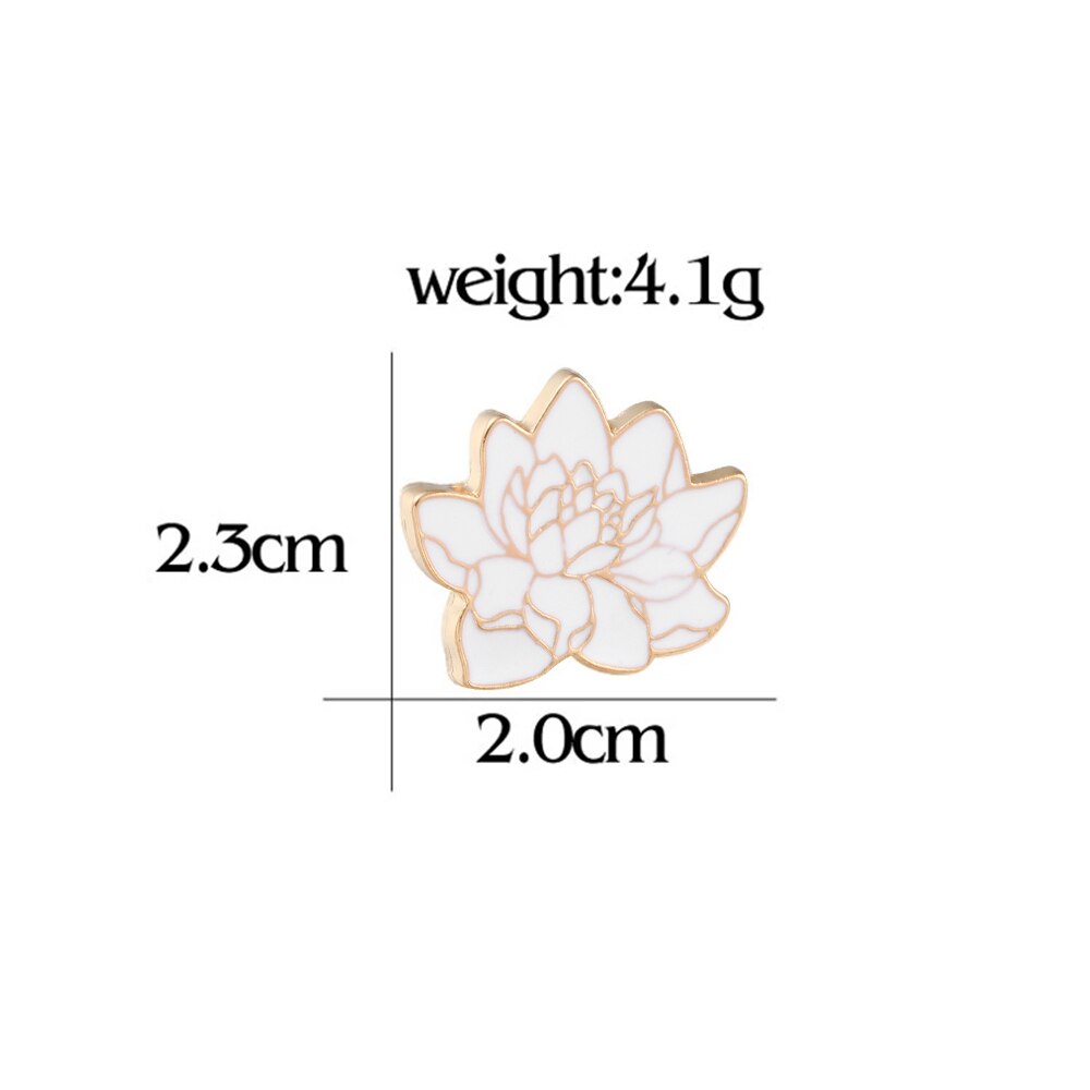 White Lotus Flower Enamel Pin Brooches Denim Shirts Lapel Pins Metal Backpack Button Badge Women Girl Cartoon Fashion Jewelry