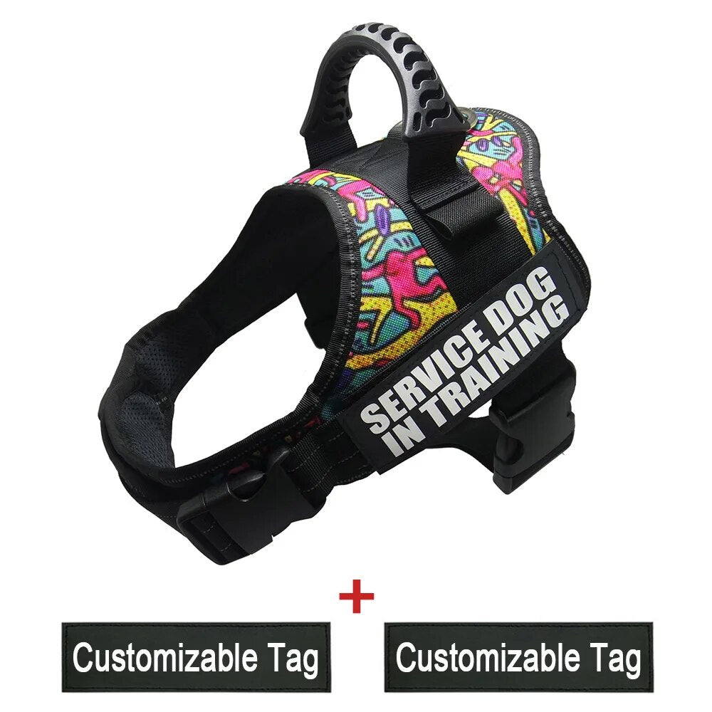 Reflective Adjustable Dog Nylon Harnesses with Customizable Name Labels Dog Vest Strap for Large Medium Small Dogs Drop-Shipping