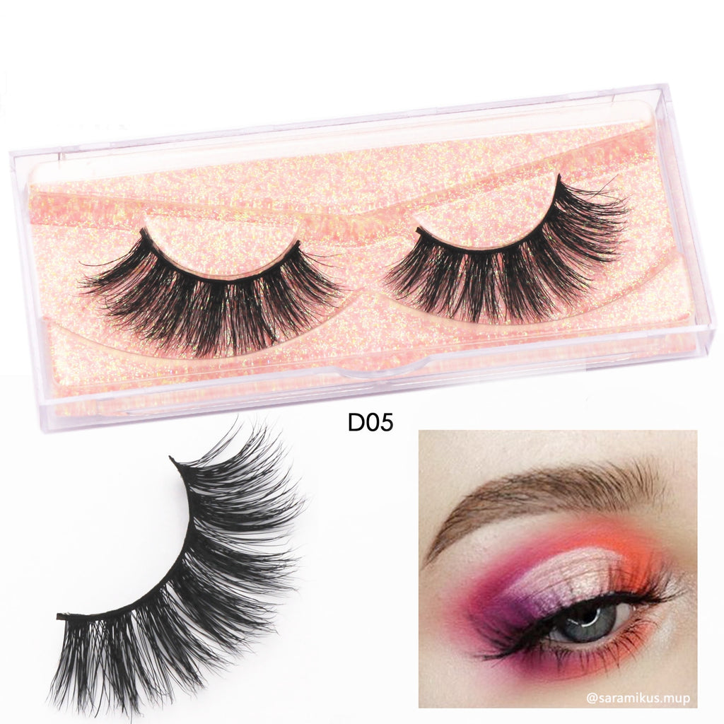 Mink Eyelashes Natural Long 3D Mink Lashes Cruelty Free Handmade Fake Lashes Makeup False Eyelash Short Soft Reusable Lashes A03