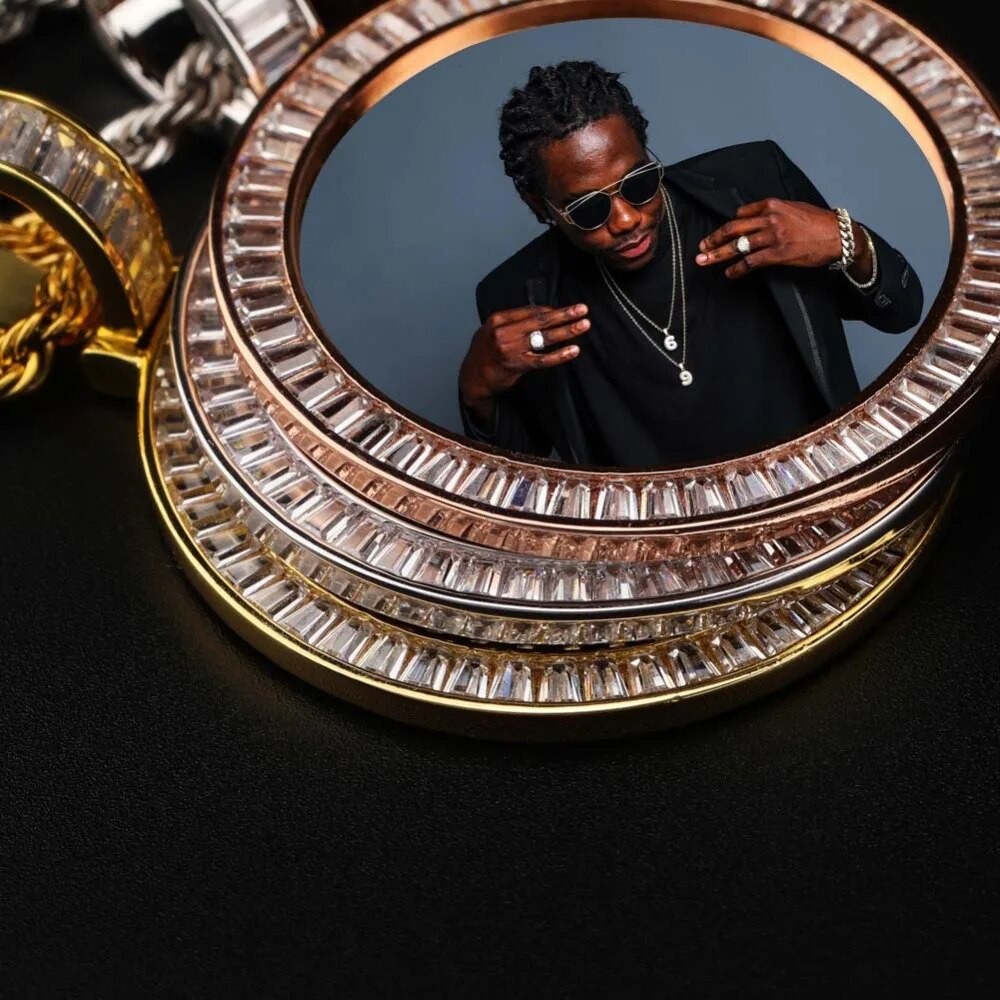 TOPGRILLZ Custom Made Photo Medallions Necklace & Pendant With 4mm Tennis Chain Gold Silver Cubic Zircon Men's Hip hop Jewelry