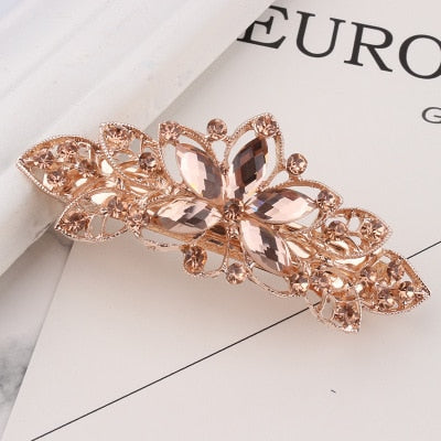 The Hot Rose Flower Rhinestone Hair Pin Europe And America Popular Horsetail Clip Perfect Quality Wild Daily Decorative Hair Acc