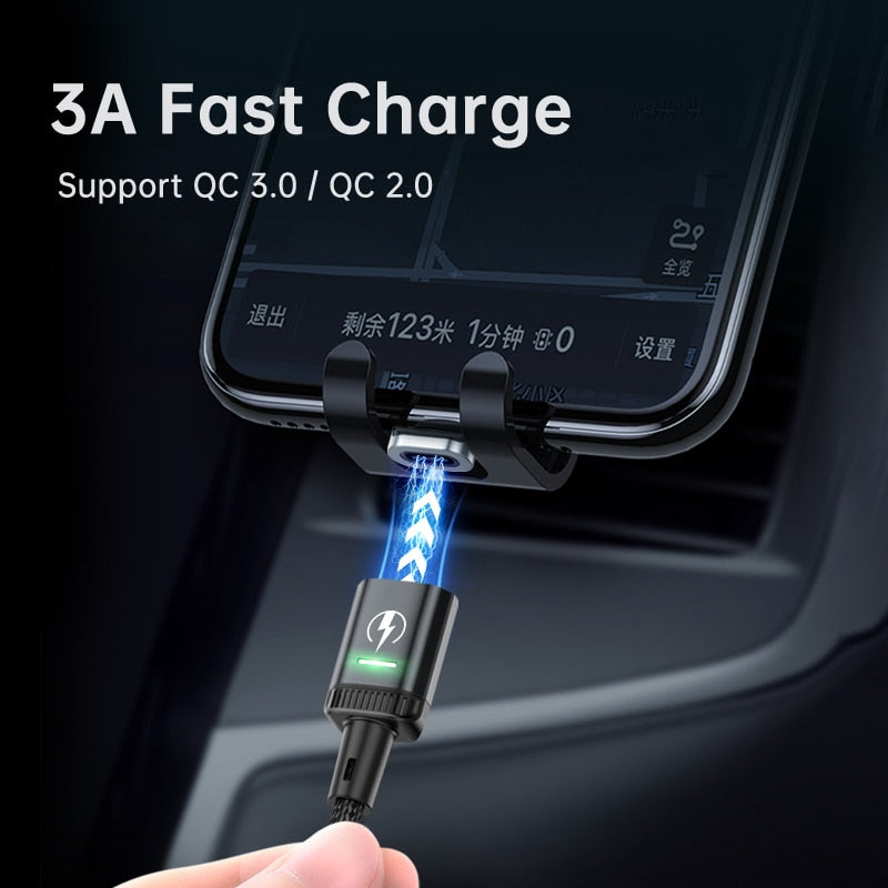 KUULAA LED Magnetic USB Cable 3A Fast Charging Type C Cable Magnet Charger Micro USB Cable for iPhone xiaomi poco samsung cord