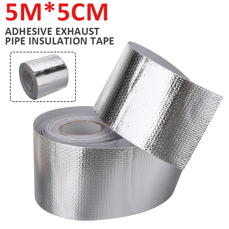 5m Exhaust Heat Tape Manifold Downpipe High Temperature Bandage Tape Silver Adhesive Tape