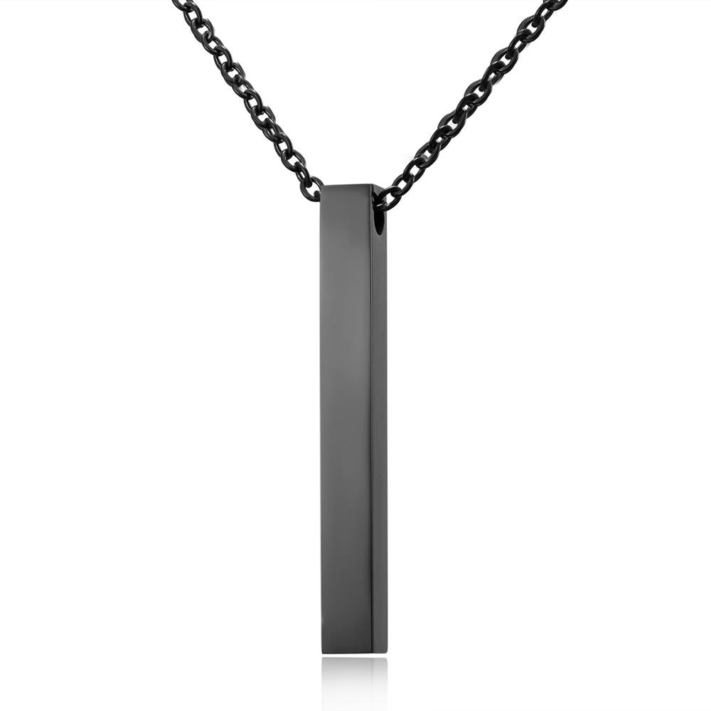 Rinhoo Four Sides Engraving Personalized Square Bar Custom Name Necklace Stainless Steel Pendant For Women/Men Birthday Gift