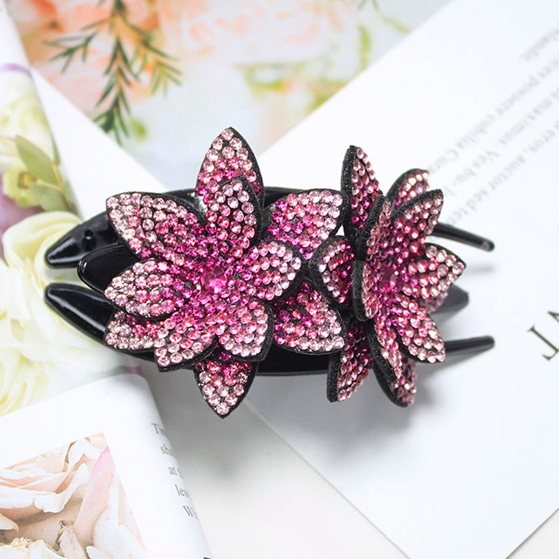 Lystrfac Colorful Flower Rhinestone Hair Clip Women Hair Grab Girls Barrettes Hairpin Hair Claw Female Hair Accessories