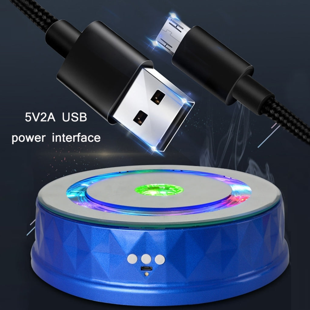 PULUZ USB Charging Rotating Display Stand Colorful LED Light Photography Turntable 8KG Load For Live Stream/Shoot Rotating Video