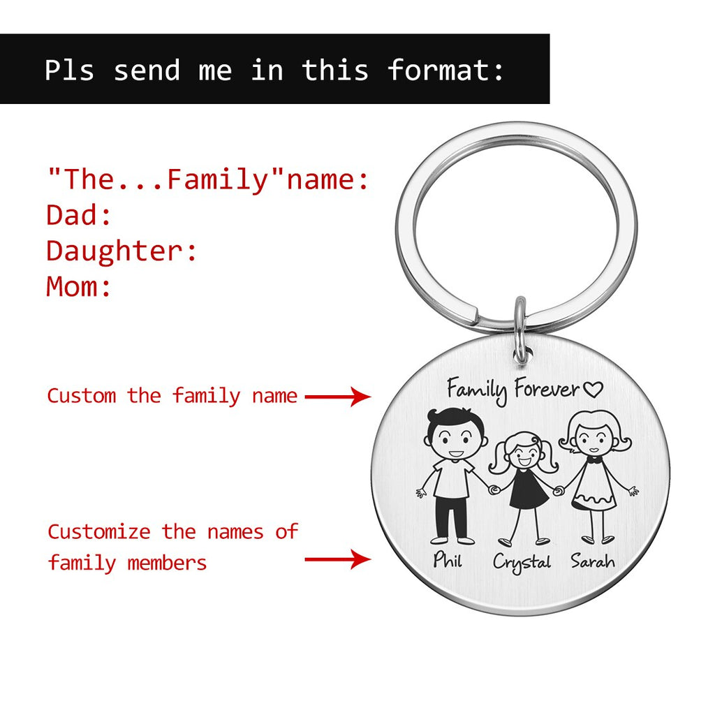 Personalized Family Keychain Engraved Family Gifts for Parents Children Present Keyring Bag Charm Families Member Gift Key Chain