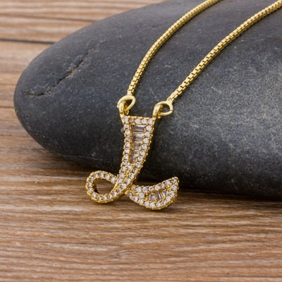 Luxury Gold Color A-Z 26 Letters Necklace CZ Pendant for Women Cute  Initials Name Necklace Fashion Party Wedding Jewelry Gift