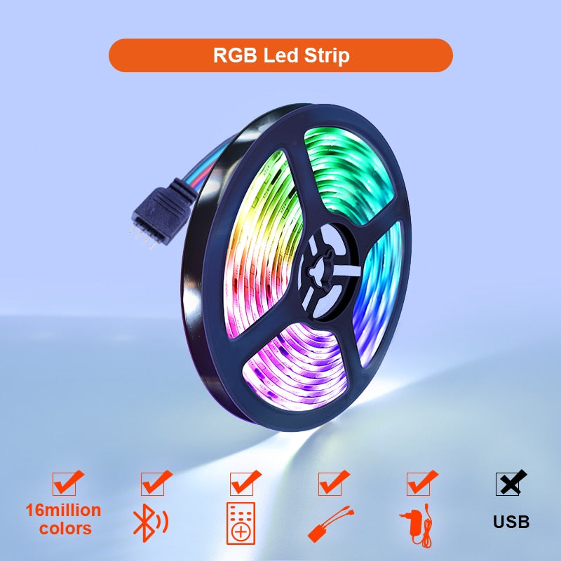 A+ Led Strip Lights,Bluetooth App Control  RGB LED Light Strip with 44 Keys IR Remote for Bedroom, Kitchen, Home Decoration