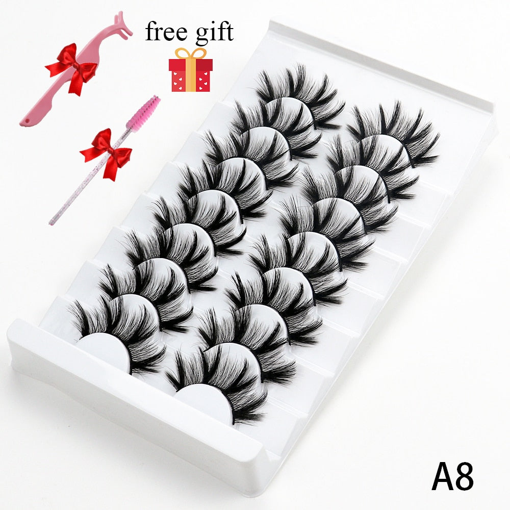 5/8 Pairs 20mm Mink Lashes 3D Natural False Eyelashes Fluffy Faux Mink Eyelashes Wispies Long Extension Eyelashes Pack Maquiagem