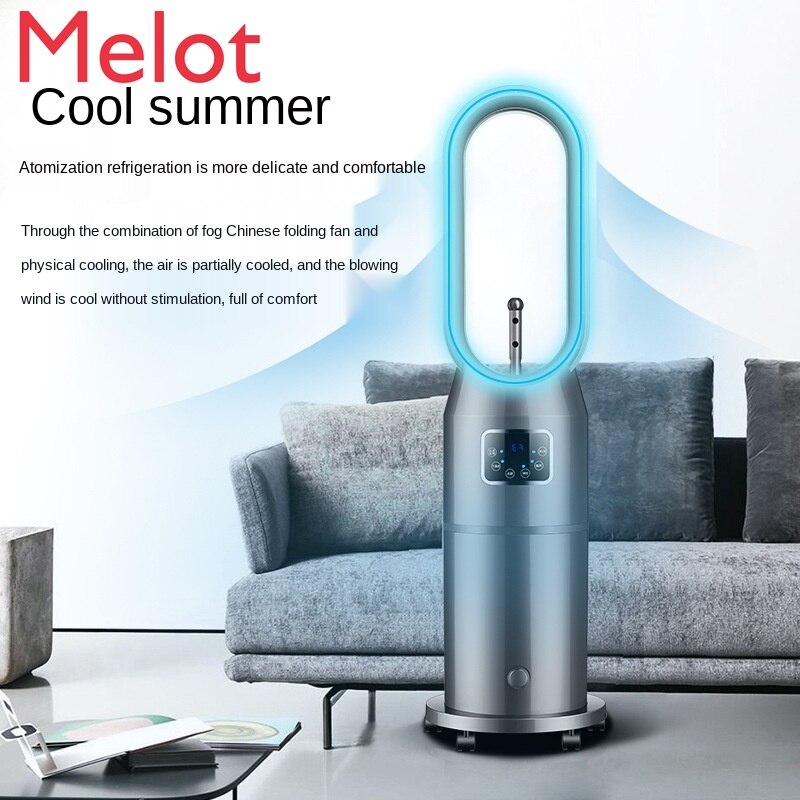 New Bladeless Fan Spray Refrigeration Household Air Conditioner Fan Humidifier Air Circulation Anion Purifier