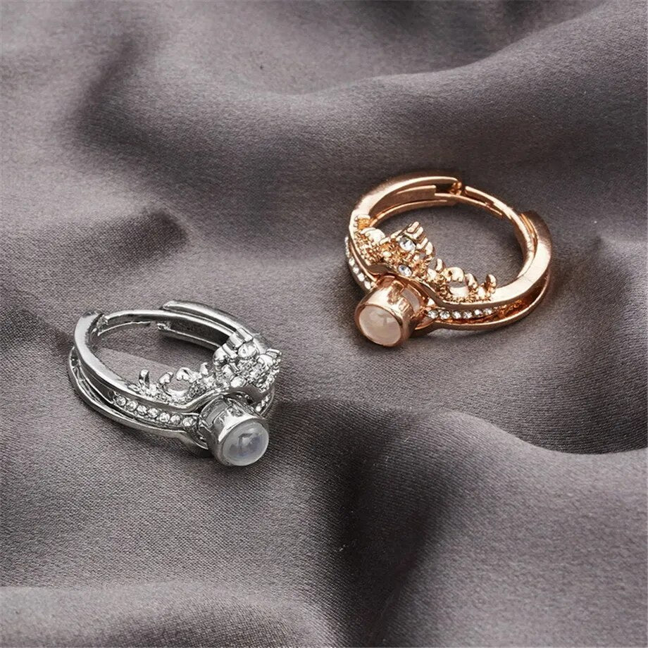 Rose Gold Rings Engraved with 'I LOVE YOU' in 100 Languages - A Fashionable and Romantic Keepsake Wedding Jewelry Gift for Both Men and Women.