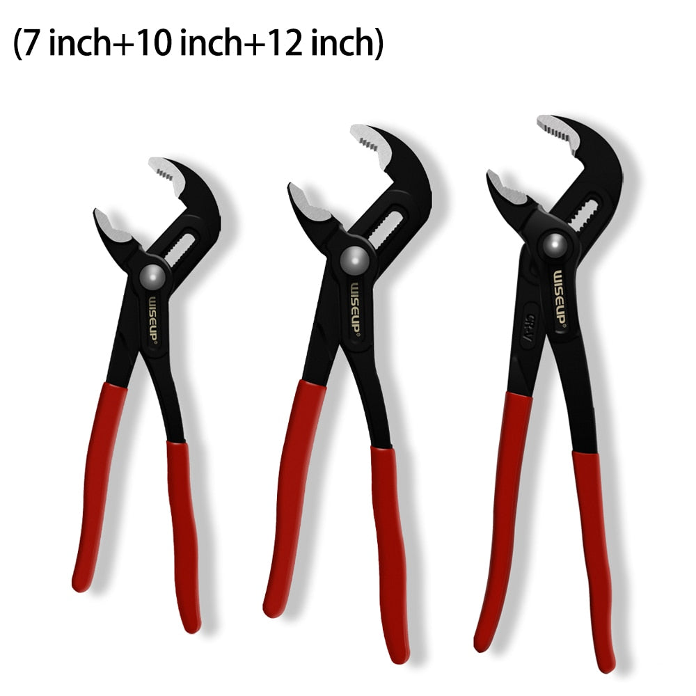 WISEUP 3Pcs Heavy Duty Pipe Wrenches Set Multifunctional Adjustable Opening Water Pipe Clamp Pliers Hand Repair Tool for Plumber